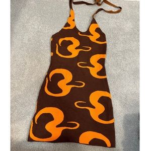 Orange & Brown Mini Dress